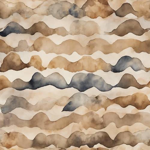 차분한 모래 톤의 수채화 얼룩이 끝이 없는 일련의 패턴을 만들어냅니다.