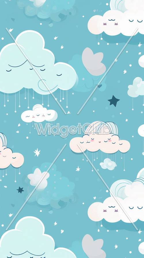 Smiling Clouds and Stars in the Sky