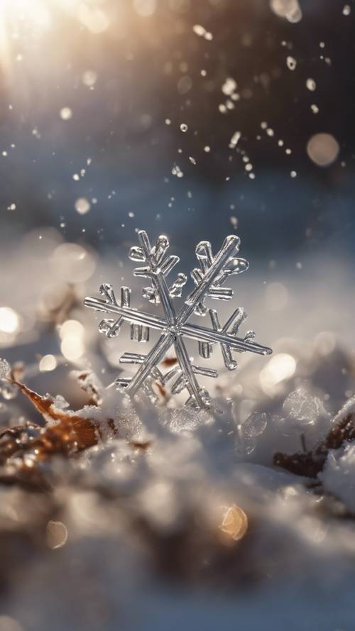 A snowflake melting in the sunlight. Tapeta [a18b7fa8326f4a31b18a]