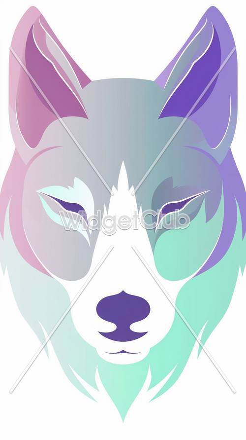 Diseño de cara de lobo abstracto colorido