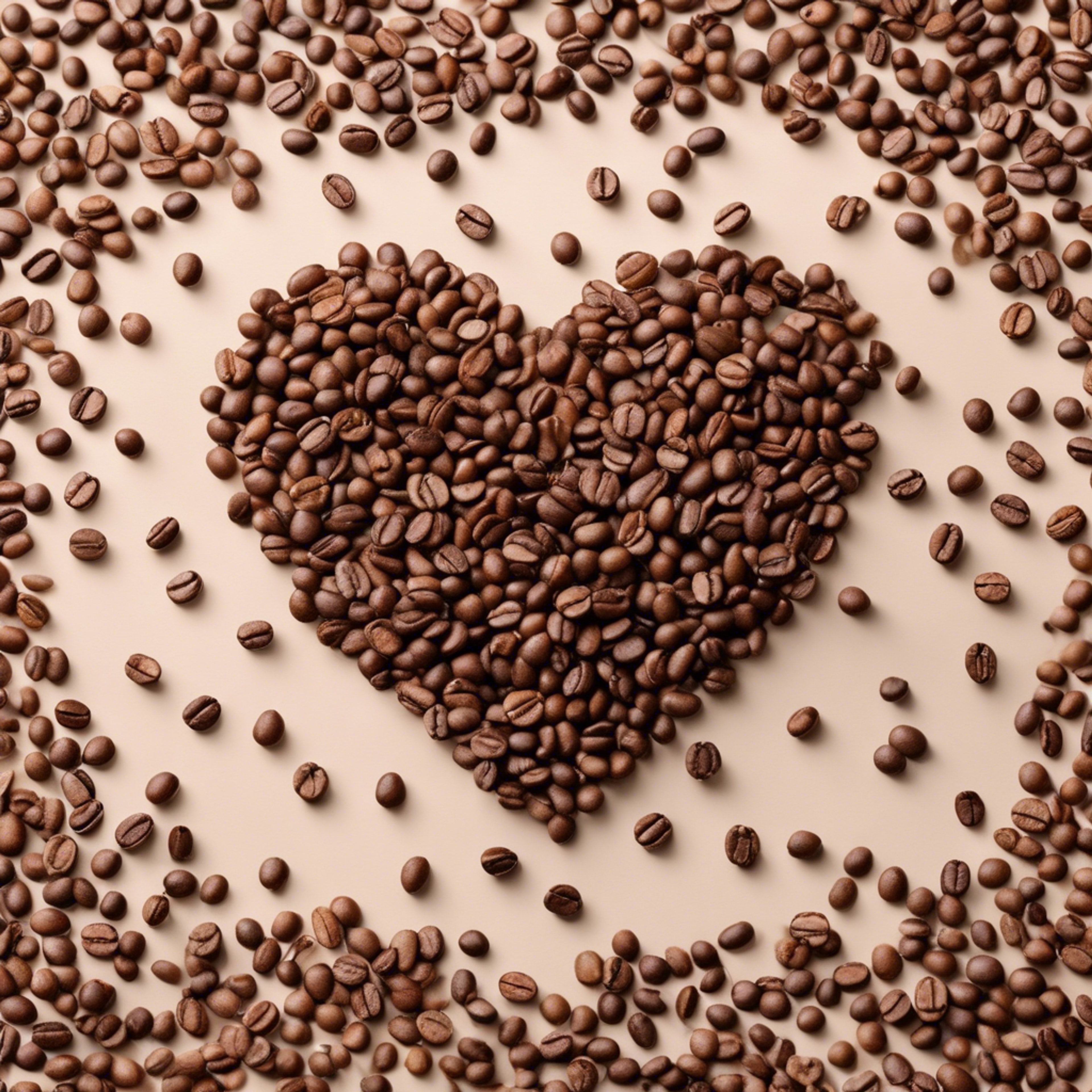 A heart formed by interlocking brown coffee beans on a light background.壁紙[fa70543eaeaa4421b5f5]