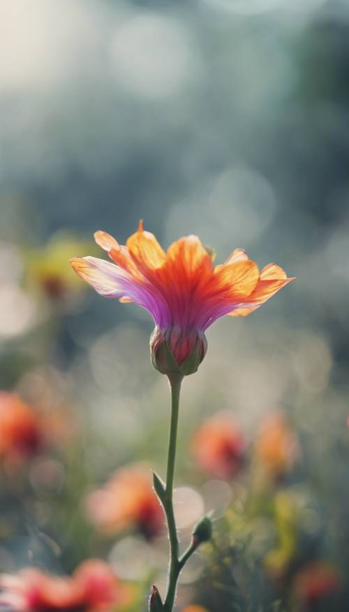 Một bông hoa rực rỡ, đầy màu sắc đung đưa trong làn gió nhẹ.