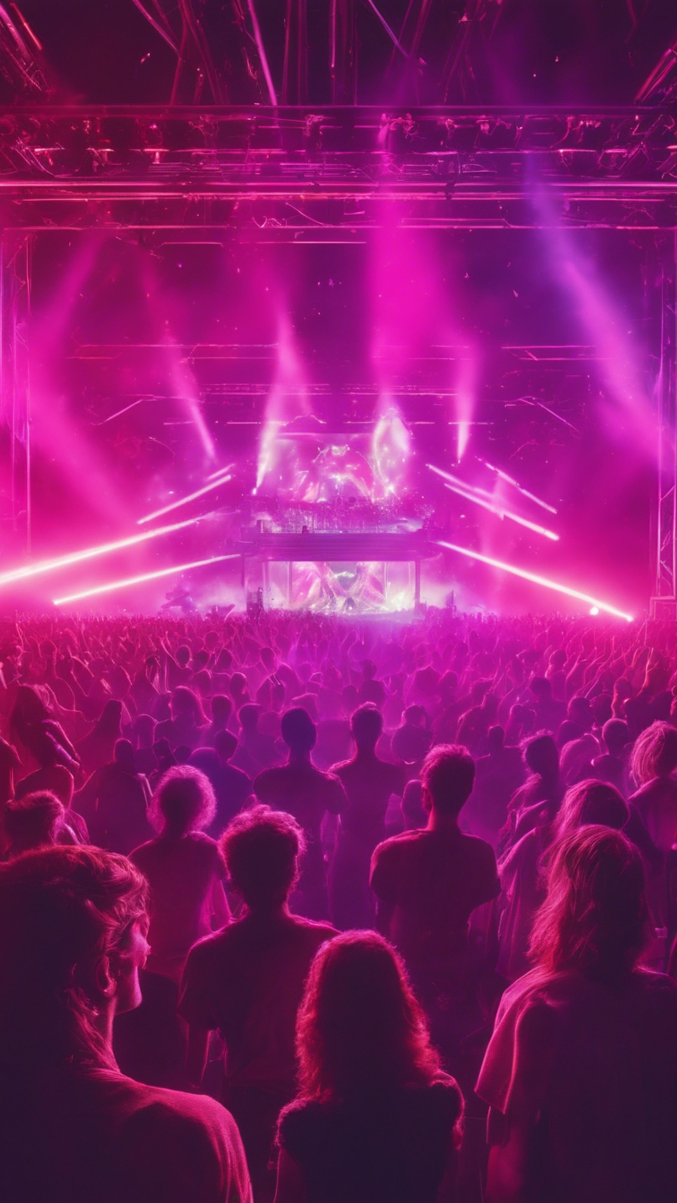 A 1980s inspired synthwave concert with lasers and a crowd of enthusiasts. Wallpaper[953a348f926747e38809]