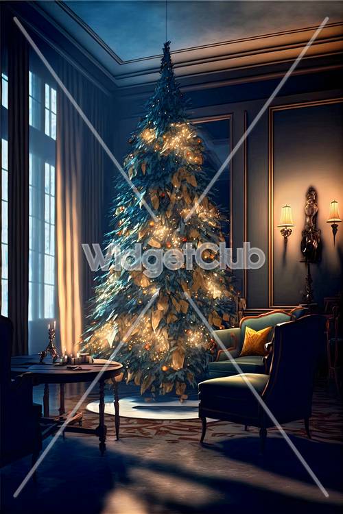 Funkelnder Weihnachtsbaum in einem gemütlichen Zimmer