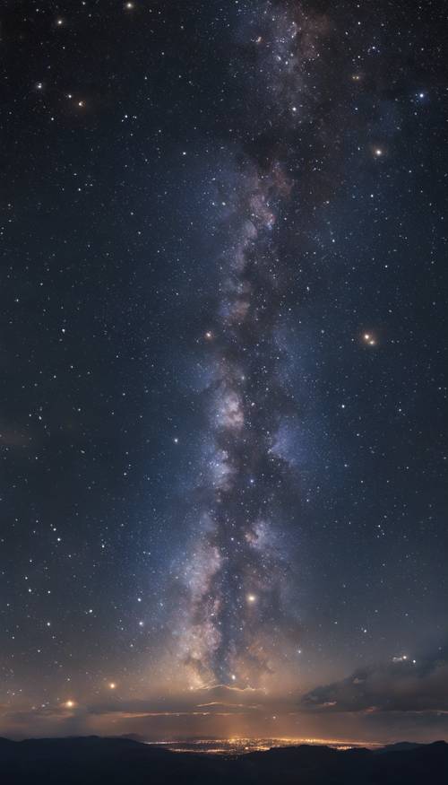 The Milky Way galaxy sprawling across a deep navy night sky. Behang [bb1c26c6c4cc4d89a4b3]
