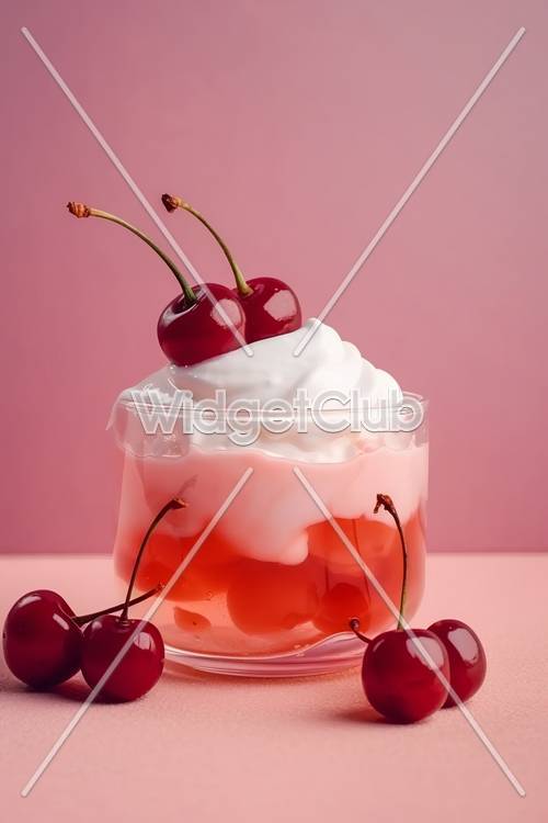 Cherry Delight in Pink Background