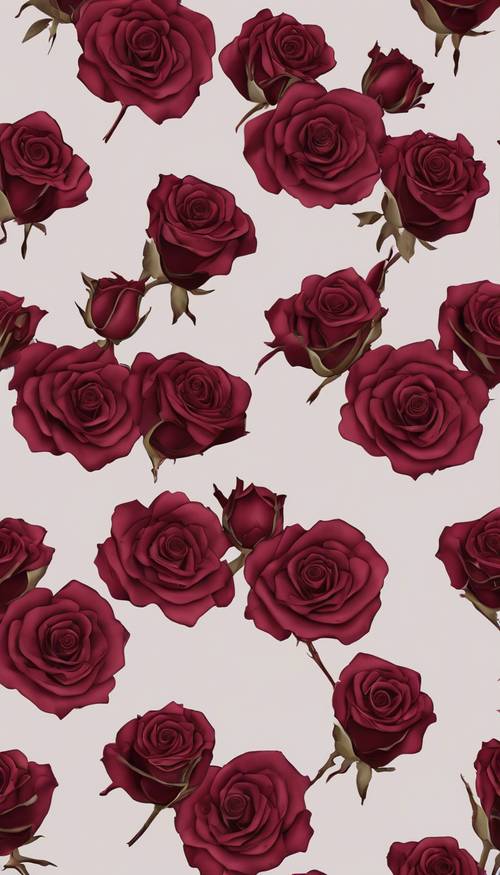דוגמה המראה ורדים בצבע בורדו מפוזרים באקראי.