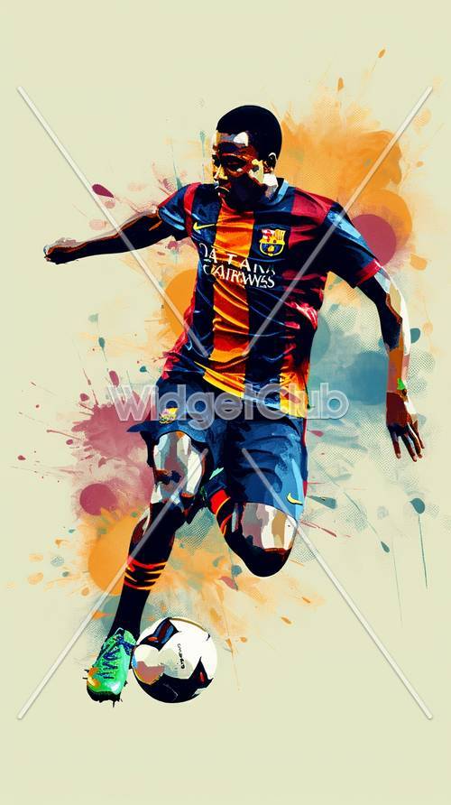 Soccer Player in Action on Colorful Artistic Background