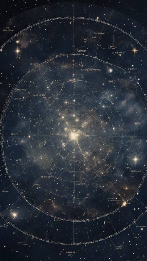 Mapa estelar do Hemisfério Norte, apresentando constelações e a Via Láctea.