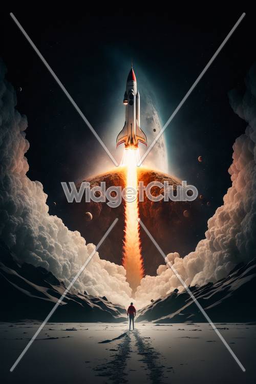 Rocket Launch into Space Tapet [1a7c20f95b454b6dbc15]