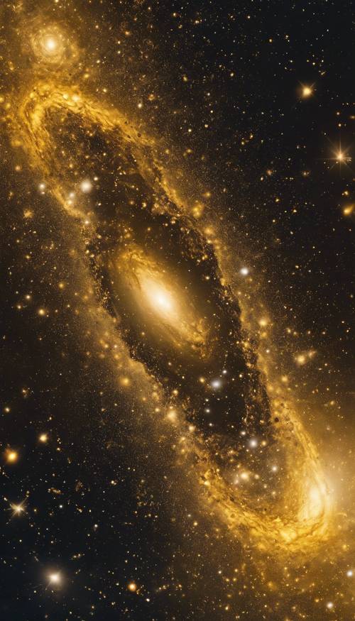 A golden-yellow galaxy capturing multiple supernovas. Tapet [3aba422ba9bf445b9320]