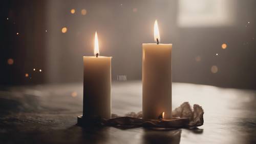 A single lit candle in a dark room with the floating smoke shaping into an inspiring quote.