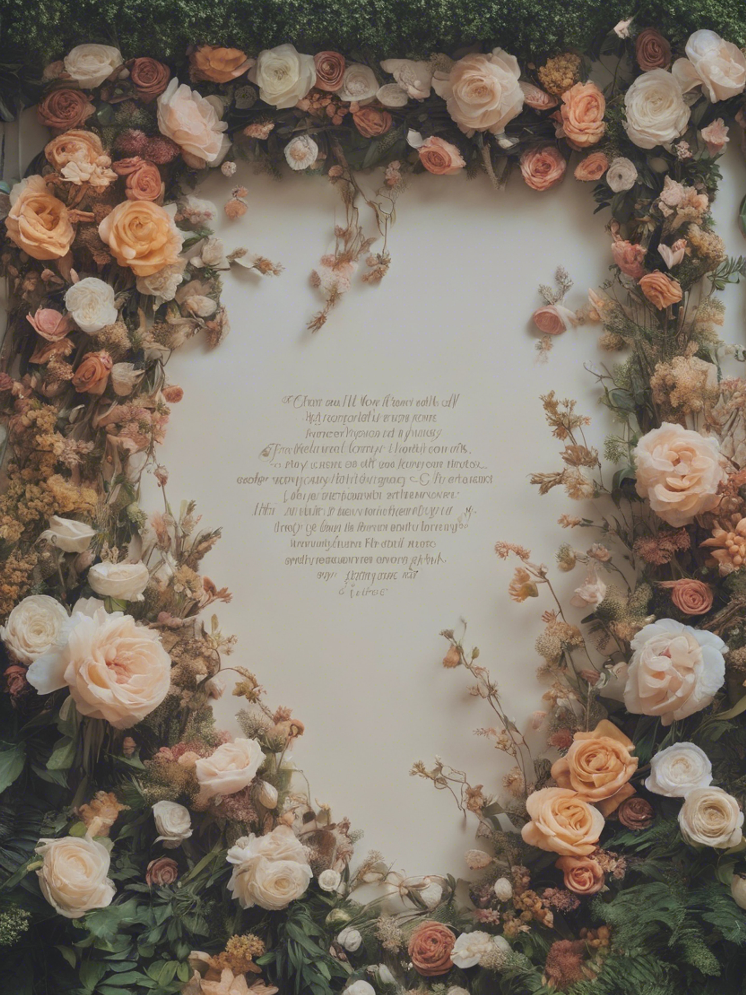 An intricate mural with a floral wreath enclosing a quote about the beauty of nature.壁紙[27f94657a4b841978695]
