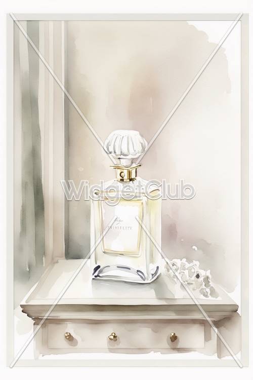 Elegante botella de perfume en un estante