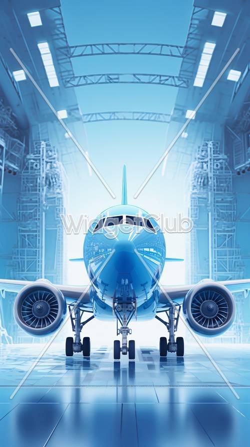 Blue Airplane in a Hangar Wallpaper[dbe6b16fe00d408b8cf1]