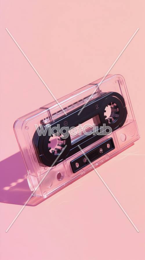 ピンクの背景に昔懐かしいカセットテープ