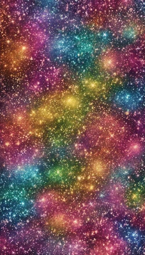 A vibrant, seamlessly repeating pattern of multi-colored glitter spread evenly. Tapet [bcb8e7c3fdd0441aaecc]