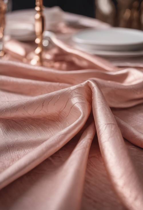 Uma foto de uma toalha de mesa elegante com um efeito ombré em ouro rosa.