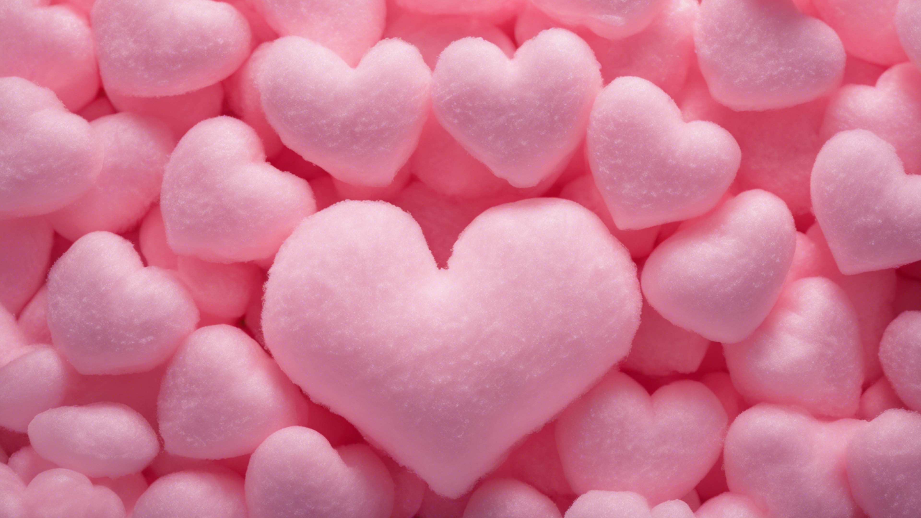 A soft pink heart made out of cotton candy at a vibrant fair. Wallpaper[30e2dbbee06047ebb6bb]
