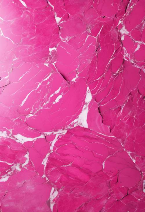 Sheet of marble rendered in deep, hot pink color with light reflecting off its glossy finish.
