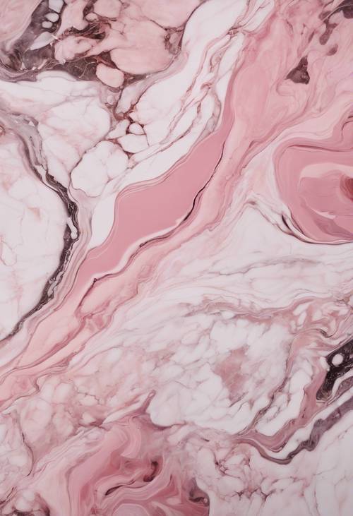 Pintura abstrata inspirada nos padrões de mármore rosa e branco