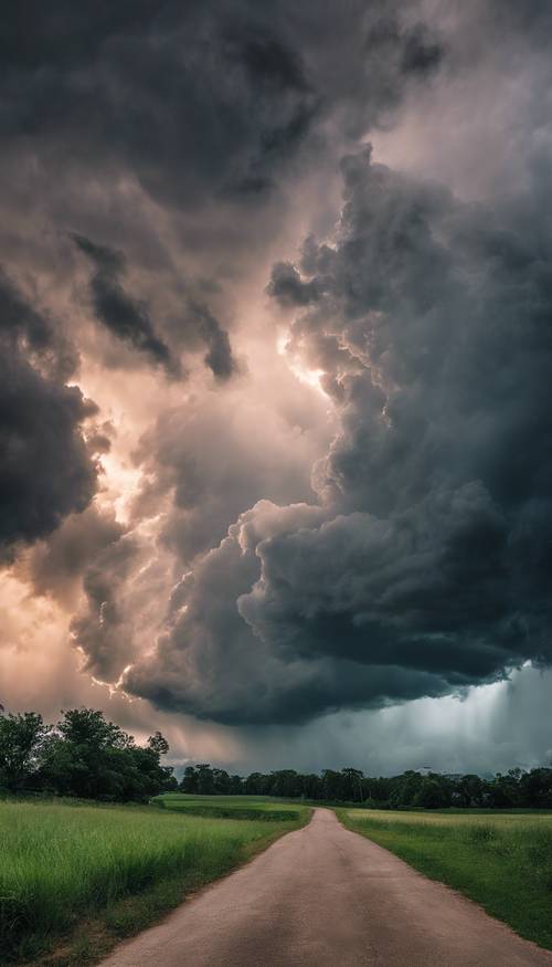 A dramatic sky moments before a torrential downpour with dark, ominous clouds. Tapéta [7747a721b1724d018f36]