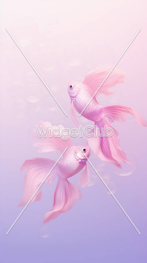 Grácil baile de peces rosados ​​en el agua