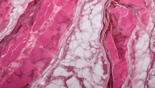 A shiny slab of hot pink marble with delicate, web-like white veins. Tapeta [f9a75778622f49b5a626]