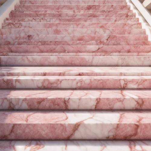 Nahaufnahme von Stufen aus poliertem rosa und weißem Marmor