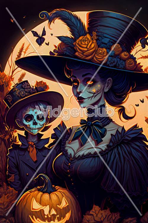 Enchanting Halloween Duo Background