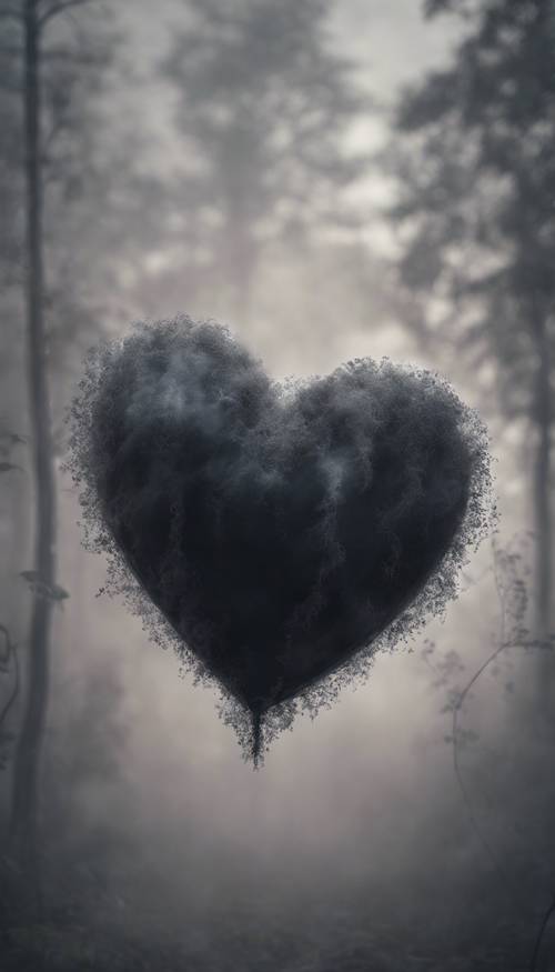 A smoky black and gray heart floating in foggy darkness. Tapeta [58636f9af2dc4551b2e9]