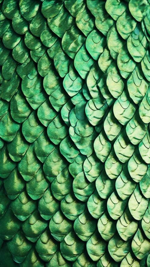 The shimmery texture of a green mermaid scale pattern.