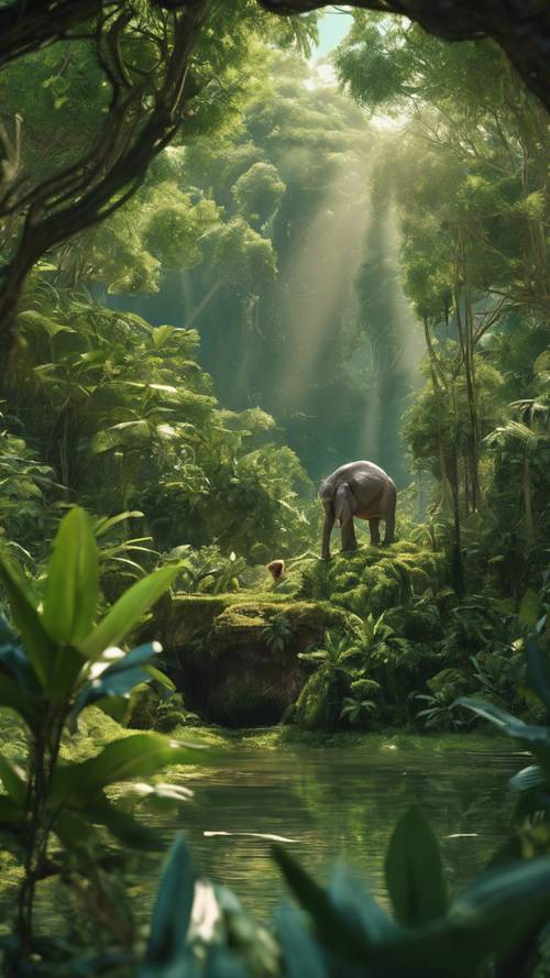 A verdant planet whose jungles resonate with the harmonious song of its unique, exotic wildlife. Tapeta [8d6cd043560b401c8fa2]