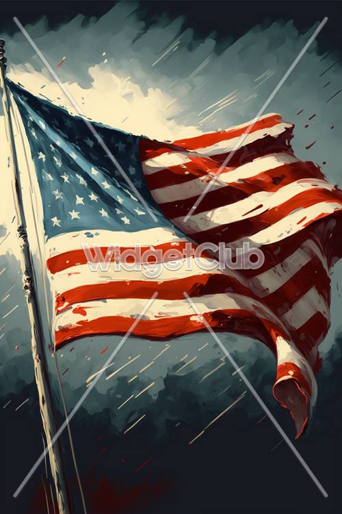 Arte de la bandera estadounidense en colores llamativos