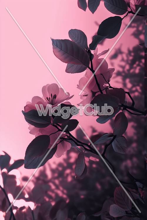 Pink Flowers and Leaves in Dreamy Light