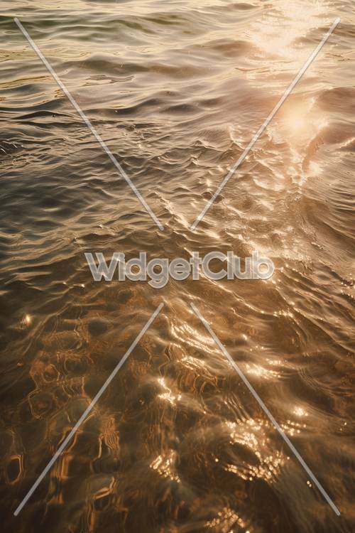 Golden Water Waves at Sunset