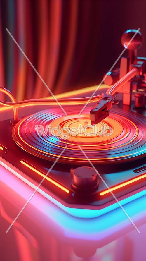Colorful Turntable in Neon Lights