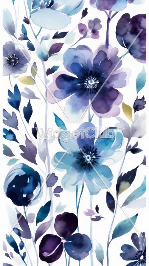 Linda arte com flores azuis para crianças