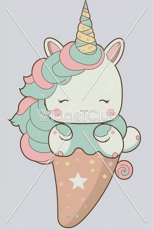 Cute Unicorn Ice Cream Cone for Kids Background壁紙[b5a042e0ecdb4104bbb3]