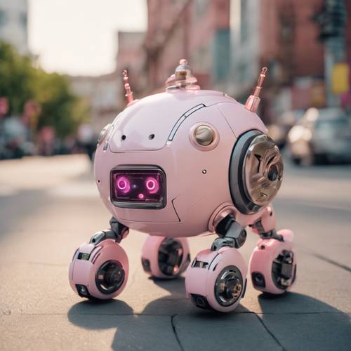 Một chú thú cưng robot Y2K mũm ​​mĩm màu hồng nhạt được trẻ em ưa chuộng vào đầu những năm 2000.