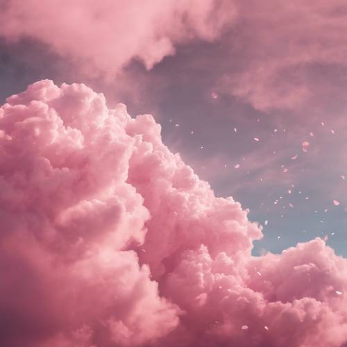 ピンク色の雲をアートで表現した壁紙