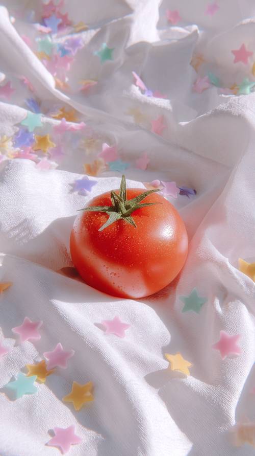 輝く星と一緒に明るい赤いトマト