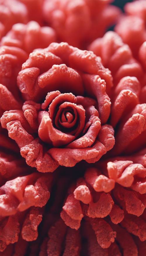 A close up of a vibrant red coral, shaped like a delicate rose. Tapet [6c9fbdaaee7f4e168e6d]