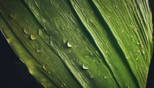 An old, weathered banana leaf with prominent veins and a few small holes, spotlighted. Tapeta [736fa930e39445ba94e5]