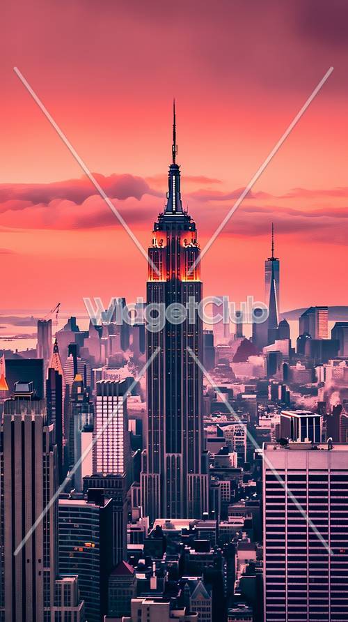 Puesta de sol sobre rascacielos icónicos