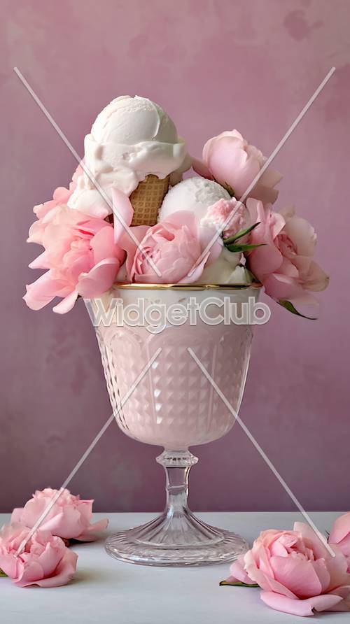 Délice de roses roses et de crème glacée