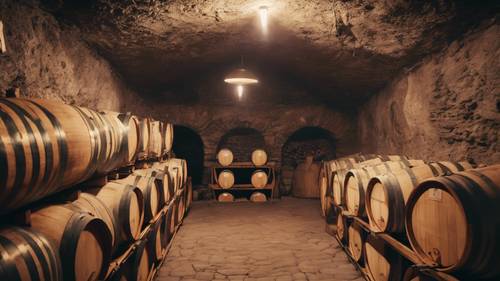 An underground wine cellar in September, preparing for harvest season Tapeta [c3f40e906c6346c49bb7]