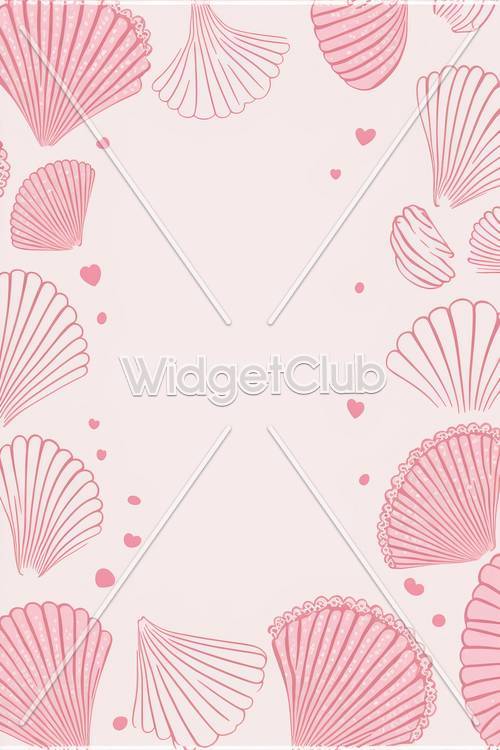 Pink Seashells and Hearts Pattern