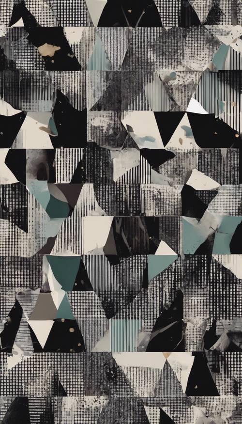 An abstract seamless pattern that blends elements of darkness and ambiguous shapes in a collage fashion.