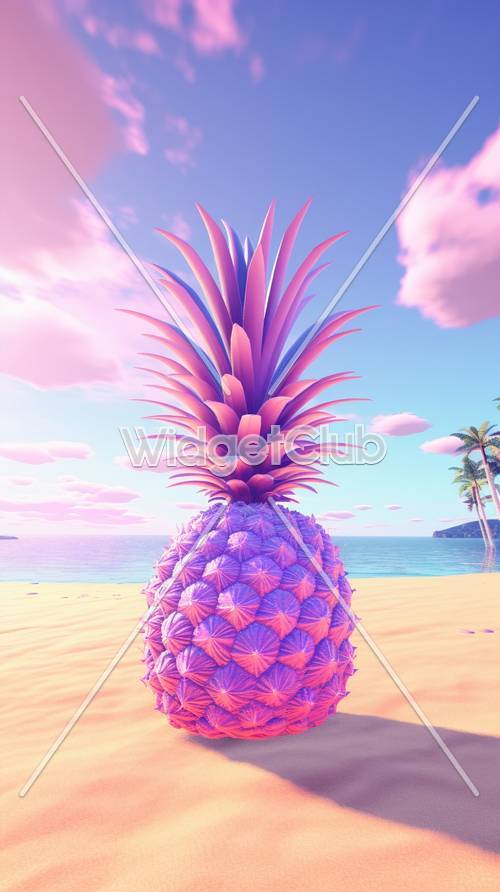 梦幻海滩上的彩色菠萝